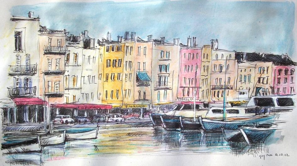 Painting of Saint Tropez harbour