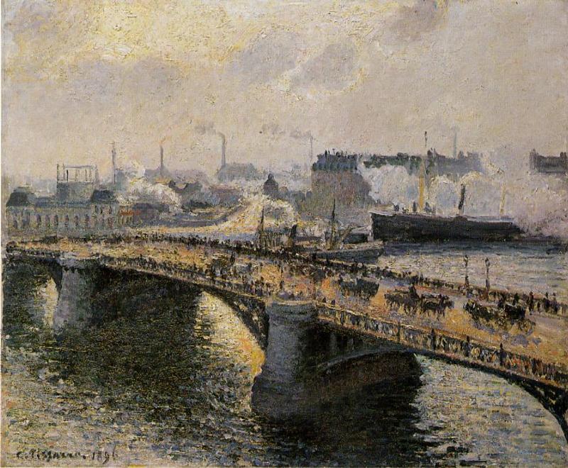 One of Camille Pissarro Paintings of The Boieldieu Bridge, Rouen