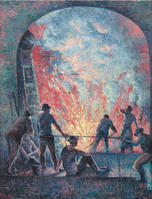 Steelworkers - Neo-Impressionism - Pointillism Art - Maximilien Luce painting