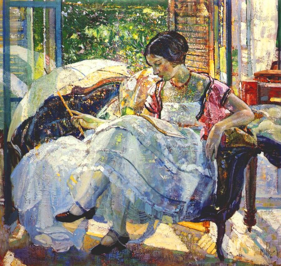 Richard Emil Miller Painting- Lady reading