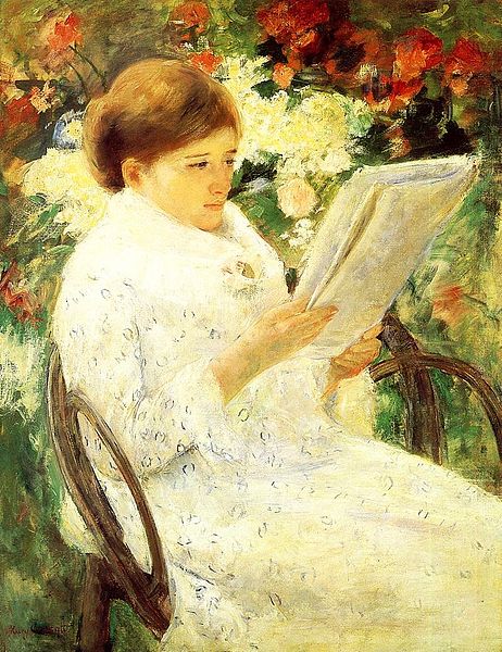 Woman Reading in a Garden -Mary Cassatt painting