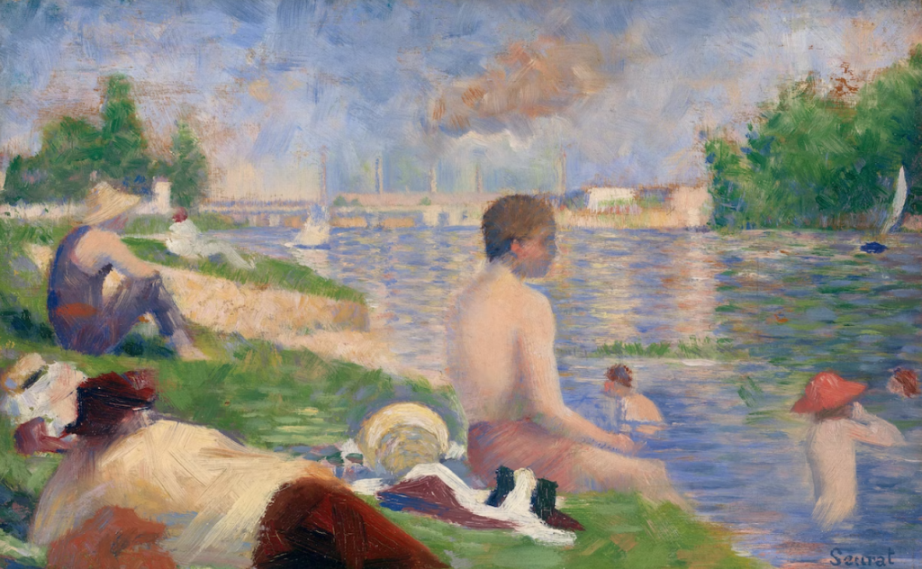 Painting to Georges Seurat entitled: Bathers at Asnières, 1883 