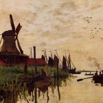 Netherlands Windmill at Zaandam- Claude Monet Painting